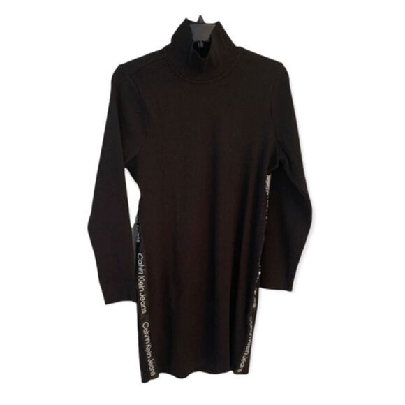 CALVIN KLEIN Logo Tape Ribbed Mock Neck Zip size XL - Picture 2 of 5